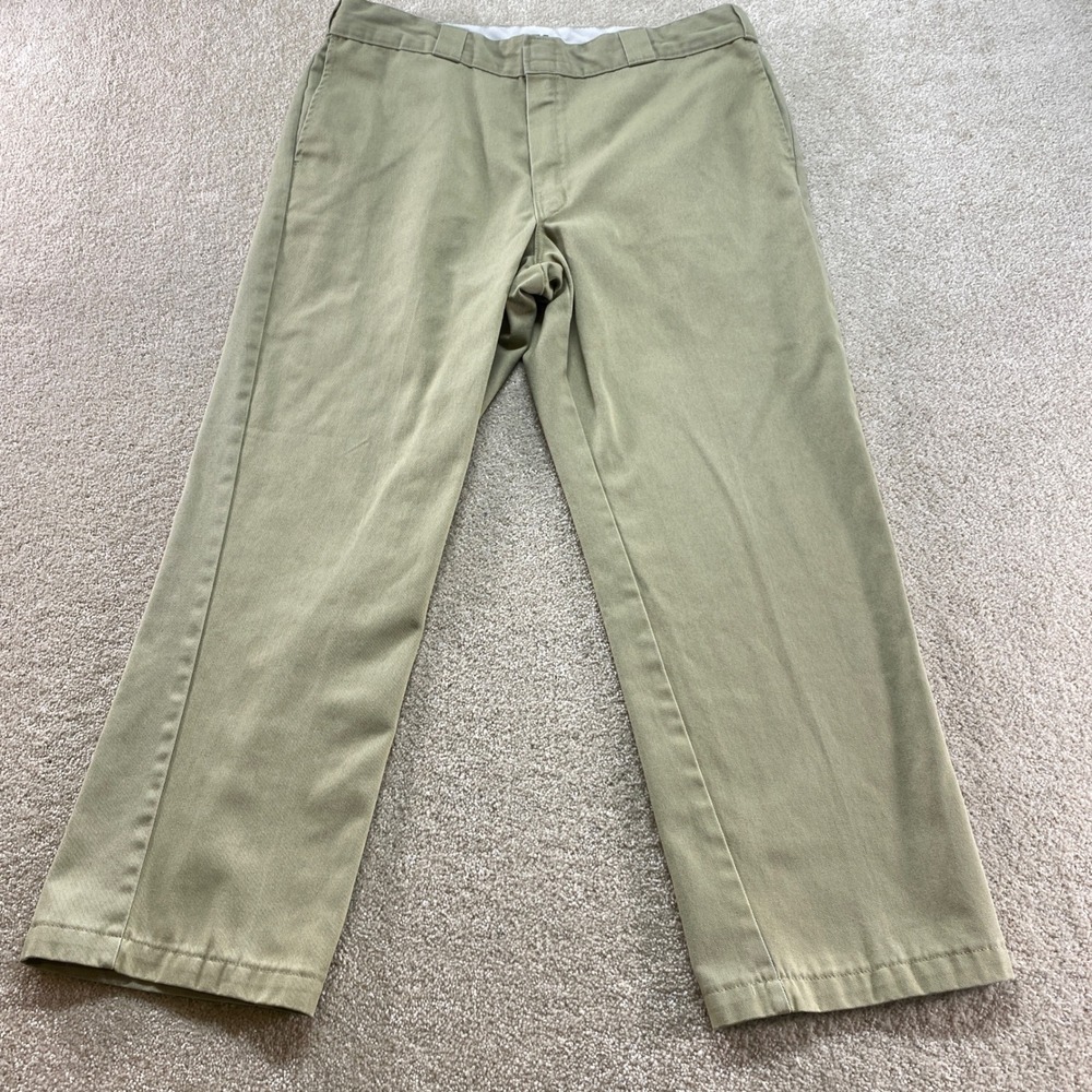 Dickies 874 Original Fit Pants Mens 36x27 Khaki Tan Straight Leg Workwear